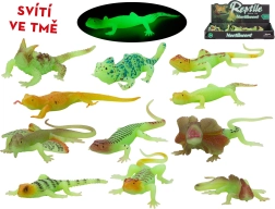 Svetleča figurica kuščarja v temi 13–16 cm