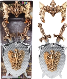 Otroški viteški komplet Ščit z dvema mečema in masko Zlati orel