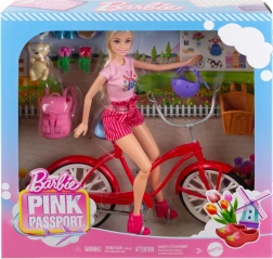 Barbie na kolesu s psičkom – potovalni set Rožnat potni list