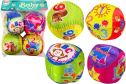 Komplet mehkih barvnih žogic Izobraževalne ropotuljaste žogice 4 kos.