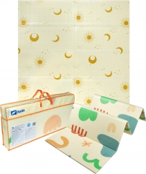 Velika obojestranska zložljiva penasta podloga HUMBI 200 × 180 cm XPE z motivi sonca in lune