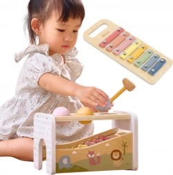 viga lesena tolkalna klop in ksilofon 2v1