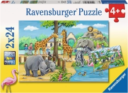 RAVENSBURGER Puzzle Dobrodošli v živalskem vrtu 2x24 kosov
