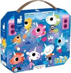 Janod sestavljanka v kovčku – samorogi na koncertu, 24 kosov