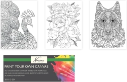 Predtiskano platno za slikanje 20 × 15 cm – volk, pav in šopek