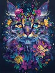 Diamond Painting – Floral Cat Portrait 30 × 40 cm