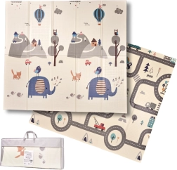 Zložljiva dvostranska pena izobraževalna podloga 180 × 200 cm ulica/gozd