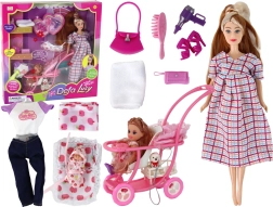 Punčka Lucy Noseča z Dojenčkom in Vozičkom