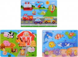 Lesene sestavljanke z ročajem za najmlajše