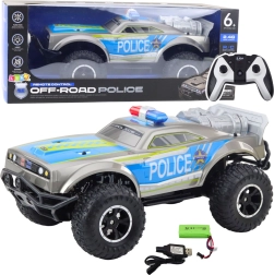 Remote-Controlled RC 1:8 Police Off-Road Car, Silver