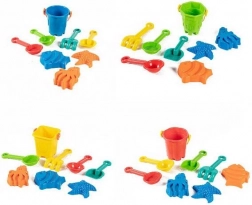komplet za pesek z vedrom, orodjem in modelčki