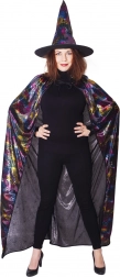 čarovniški kostum s pajčevinastim plaščem in klobukom za odrasle