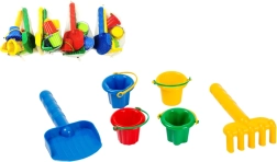 Komplet za pesek L z lopatko, grabljicami in mini vedricami
