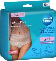Canpol babies enkratne poporodne hlačke z vložkom 2v1 L/XL, 5 kos