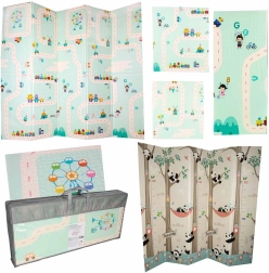 zložljiva dvostranska izobraževalna pena podloga panda in ceste 180 × 200 cm