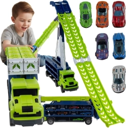 Tovornjak s toboganom in 6 kovinskimi avtomobilčki