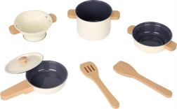 Komplet otroškega kovinskega posodja, 7 delov, bela izvedba
