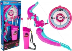 Lok z ščitom + 3 puščice s priseski rožnat