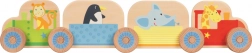Lesena sestavljanka Moj mali vlakček z živalicami
