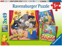 Ravensburger puzzle živali na odru 3x49 kosov