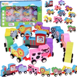 Leseni barviti vlakec z živalcami