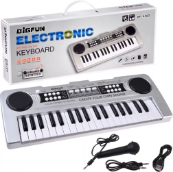 Mini klaviature s 37 tipkami s pevovodnim mikrofonom – srebrne