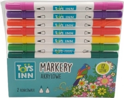 Akrilni markerji z dvojno konico, set 12 kosov