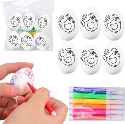 Stiroporne velikonočne jajčke za barvanje s flomastri, motiv kokoške, 6 kosov