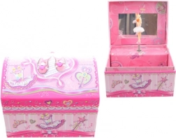 Rožnata glasbena škatlica za nakit z balerino