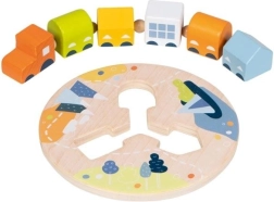 goki prepletalni lesen vlakec s petimi vagončki