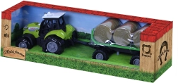 Traktor z zvokom in svetlobo s prikolico in balami sena