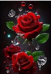 Diamantna mozaika Rdeča vrtnica 30x40 cm