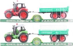 Plastični traktor z vztrajnikom in prikolico 32 cm