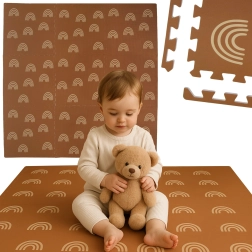 Pena podloga HUMBI 180 × 180 cm – rjave mavrice, 9 delov, vodoodporna in varna