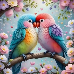 Diamantna mozaika - Barvni ptiči