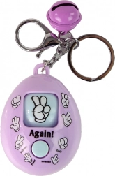 Vijoličen obesek za ključe z igro kamen, škarje, papir