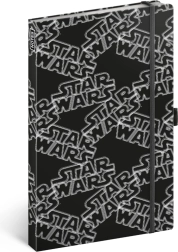 Zvezek Star Wars črn s črtami 13 x 21 cm