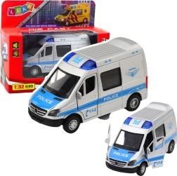 Kovinski policijski avto 1:32 s pogonom pull back, lučmi in zvoki