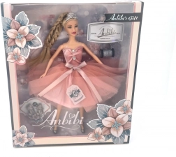 Punčka v rožnatih oblekah 30 cm