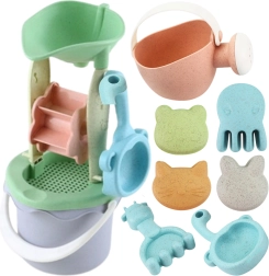 Woopie Green komplet za pesek z vetrnim mlinčkom, 9 delov, biološko razgradljiv material