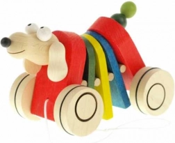 Lesena vlečna igrača Pes klapkač