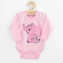 Dojenjsko bodi z dolgimi rokavi New Baby Happy Elephant rožnato 80