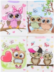 Darilna vrečka z motivom sovek 31 × 42 × 12 cm