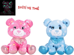 Plišasti medvedek 20 cm z rutico, sveti v temi