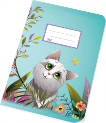 Šolski zvezek A5 512 z motivom mačke, črtni 16 mm