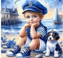 Diamantno slikanje Mali mornar 30 × 40 cm