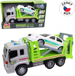 Vlečno vozilo z avtom na vztrajnik z lučmi in zvokom