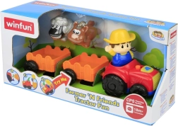 Traktor s prikolico, ki igra in sveti