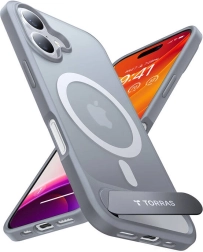 Torras Pstand ovitek za iPhone 16 Plus titansko siv