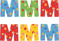 Barvna lesena črka Zvezdica M